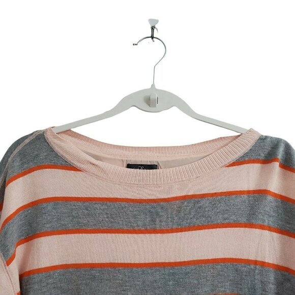 Market & Spruce Sweater Womens Small Striped Split Back Multicolor Soft Crew Top - Picture 2 of 11